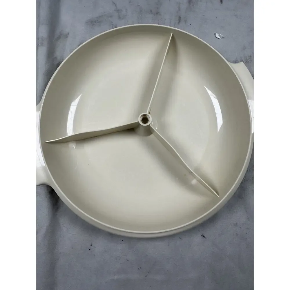 Vintage Tupperware Round Divided Serving Tray Relish Snack Platter w Lid